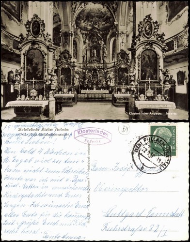 Ansichtskarte andechs kloster - ansichtskarte,