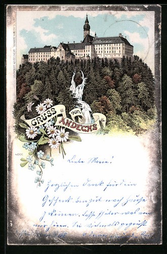 Lithographie andechs blick - andechs,,