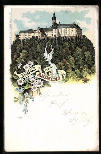 Lithographie andechs kloster - lithographie,